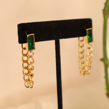 Load image into Gallery viewer, Monstera Green Chain Earrings
