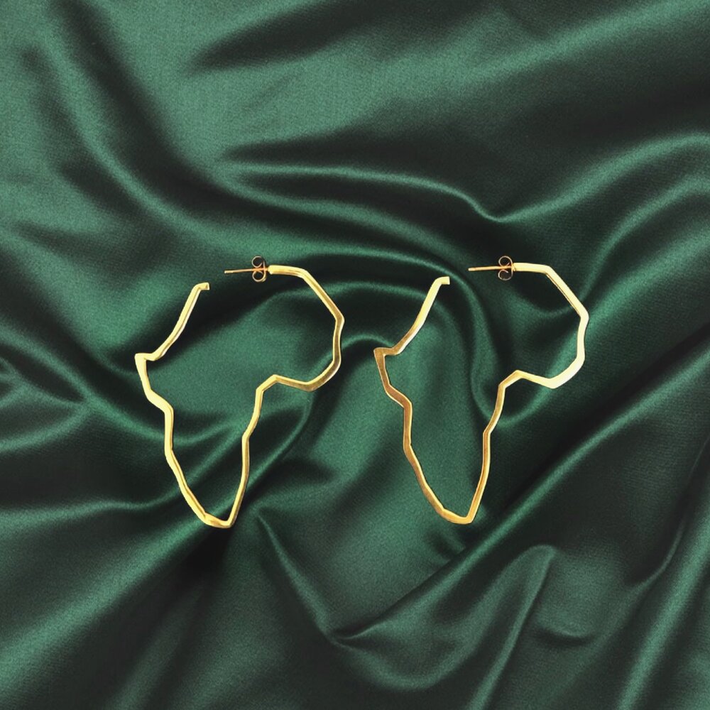 Africa Gold Stud Hanging Earrings
